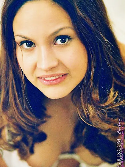 Thoughtful seductress with deep eyes shows her boobies as well