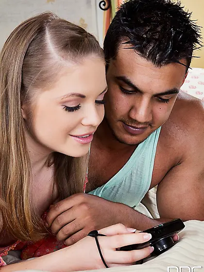 Pretty blonde aims to entice his cock into her eager pussy