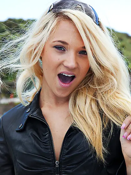 Charming blondie posing beige