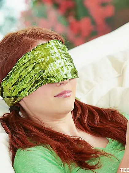 Blindfolded girl big black