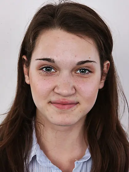 Slim long-haired brunette girl