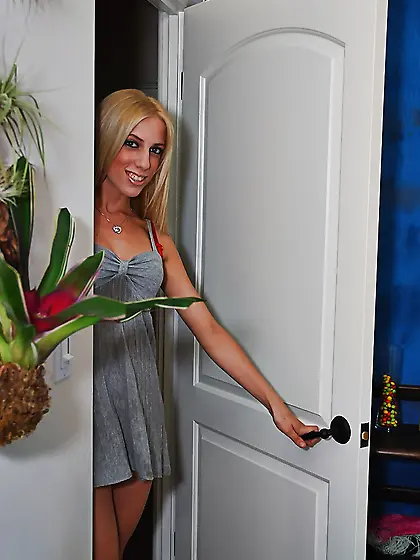 LMT babe in red lingerie shows what clients can touch at the mas