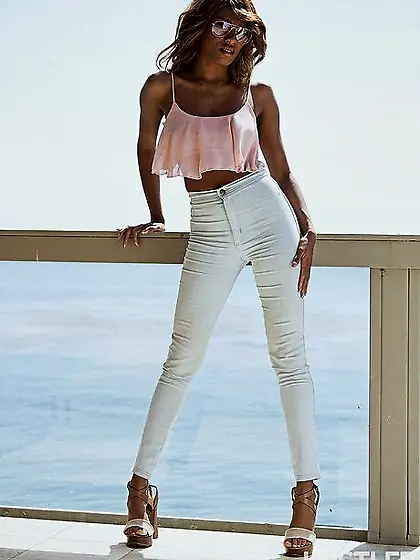 Beautiful Ebony belle undresses to flaunt perky assets and pussy