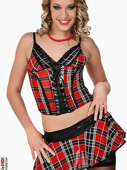 Girl in stockings and uniform Blue Angel rips the tiny panty tho