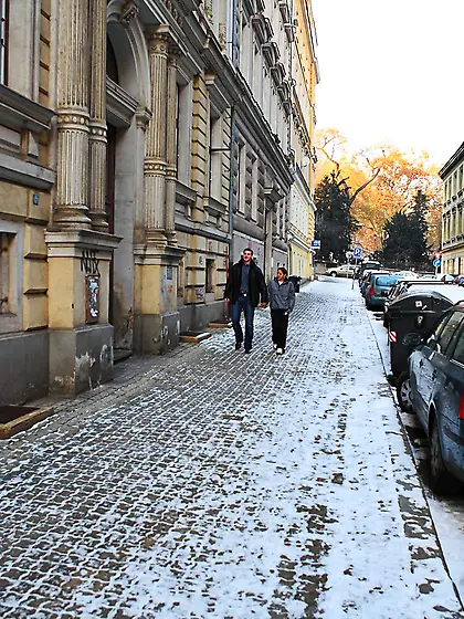 Audrey was walking home