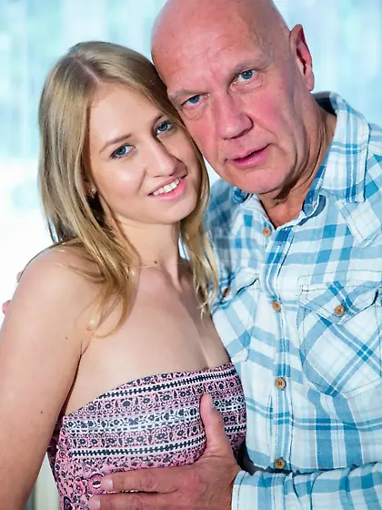 Adorable blondie Milane Blanc is ready to taste his cock