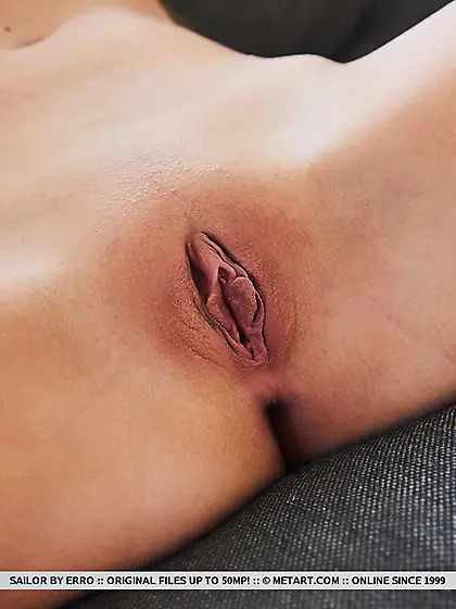 Gorgeous blonde Sailor loves to expose her shaved pussy