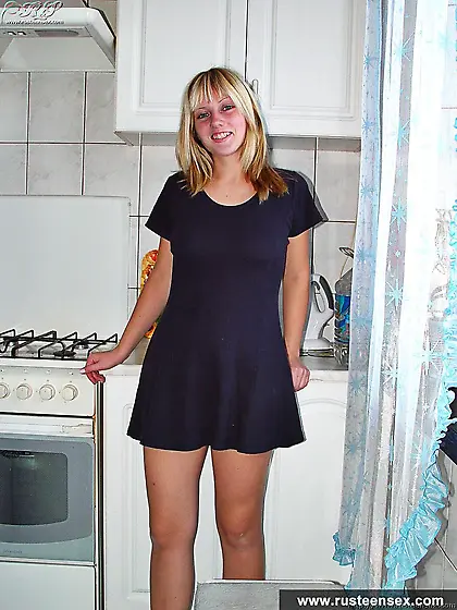 Blond housemaid stripping