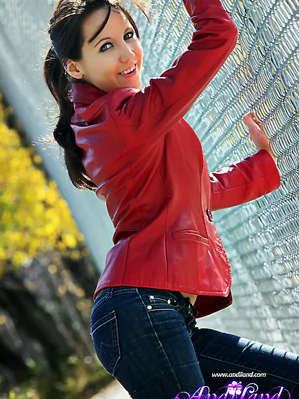 Tight jeans red jacket