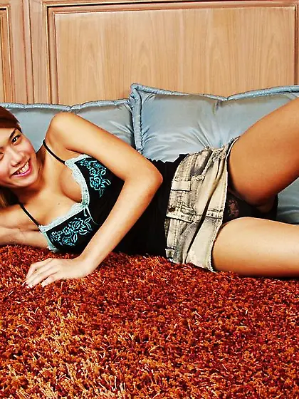 Charming asian shemale strips & poses