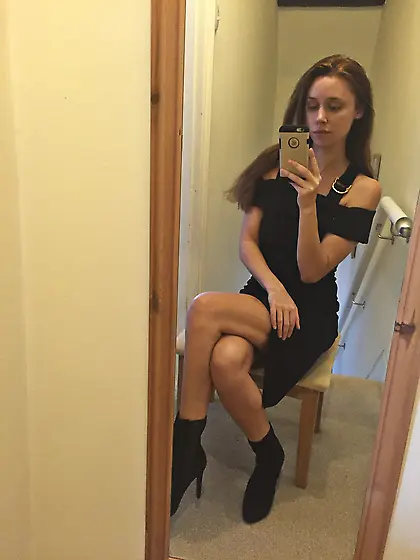 Una Healy in a little black dress