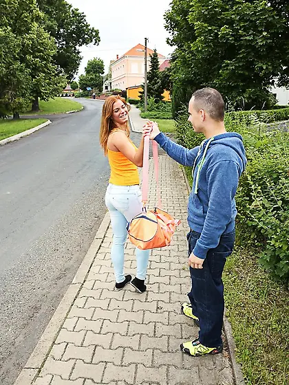 European teen young couple