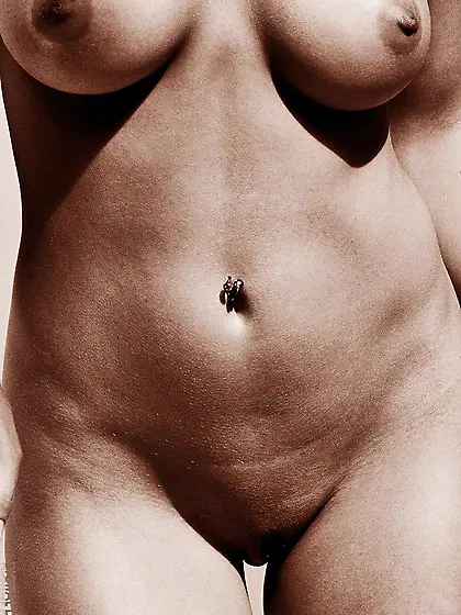 Long haired naked brunette Avery Adams in high heels shows her s