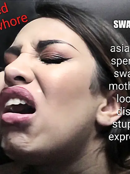 Asian fat lips regretful swallowing whore trash