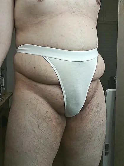 White stretch-cotton high-cut leg thong