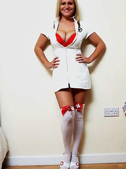 Gorgeous nurse peels hot