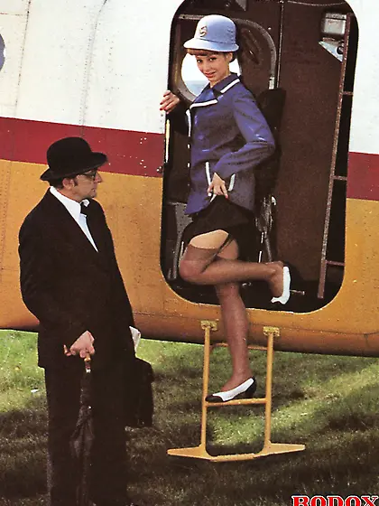Retro flight attendant enjoys