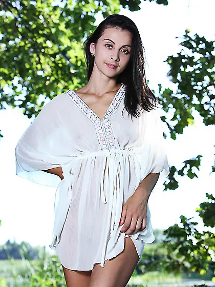 Pretty babe wearing white