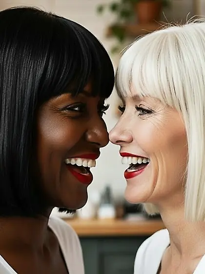 AI White Babe and Black Babe Clones Kissing