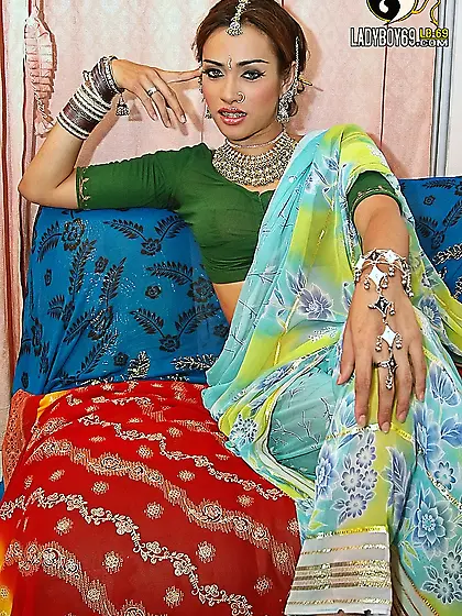 Busty ladyboy in costume gets hard for you