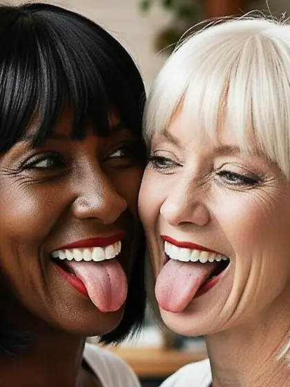 AI White Babe and Black Babe Clones Kissing