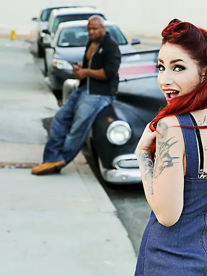 Horny redhead picks black