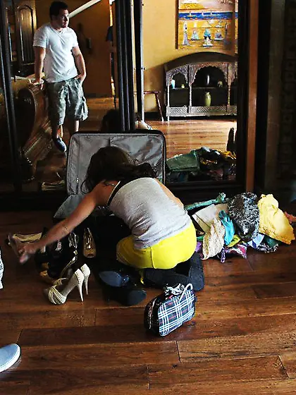 Brunette model Gracie Glam with nice natural tits spreads her le