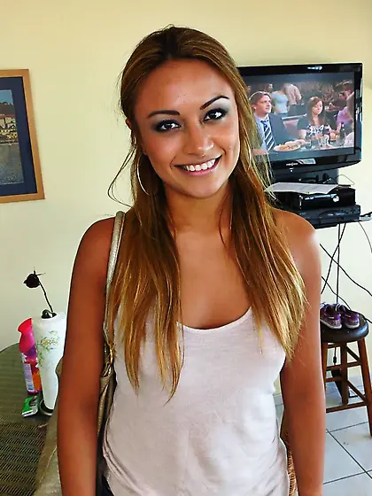 Beautiful smiling babe Natalia Robles is pleasingly deep throati