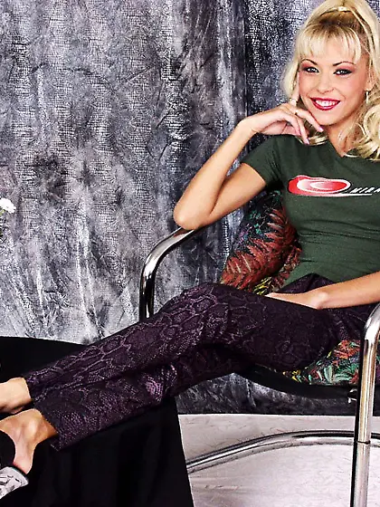 Hot blonde model Niki Blonde takes her lingerie off and shows he