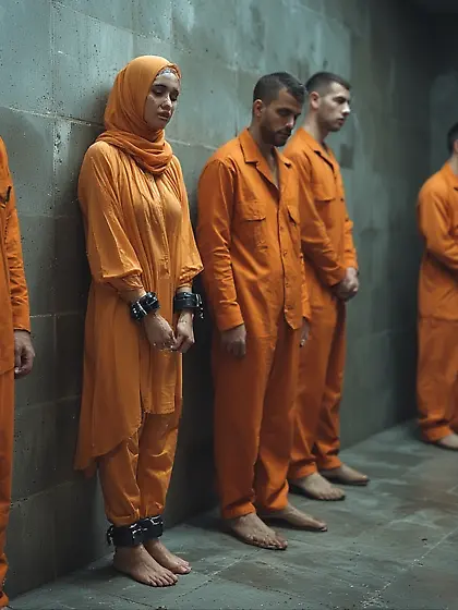 Hijabi girl in Male prison