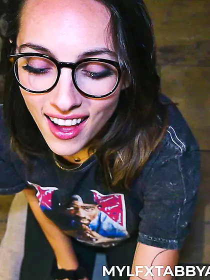 Tabby Noname sucks thick throbbing cock and gets pounded in POV