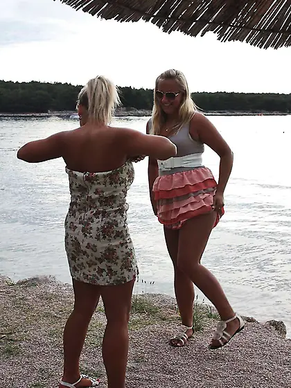 three stunning teenagers on vacation