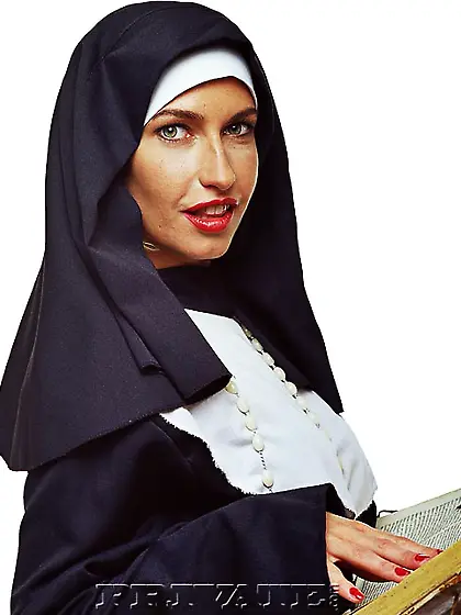 Beautiful nun shows sweet