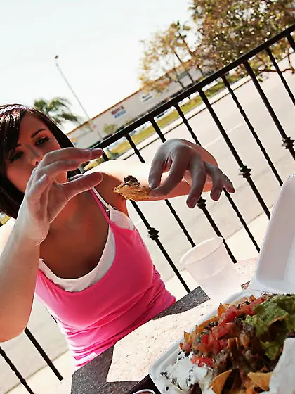 Bondaged brunette teen pussy