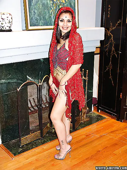 Stripping shaved pussy