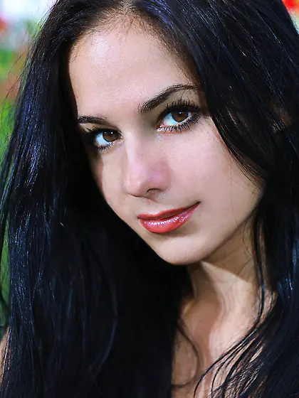 Exotic cute girl green