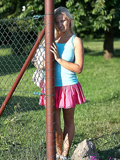 Shaved nude sunbathing