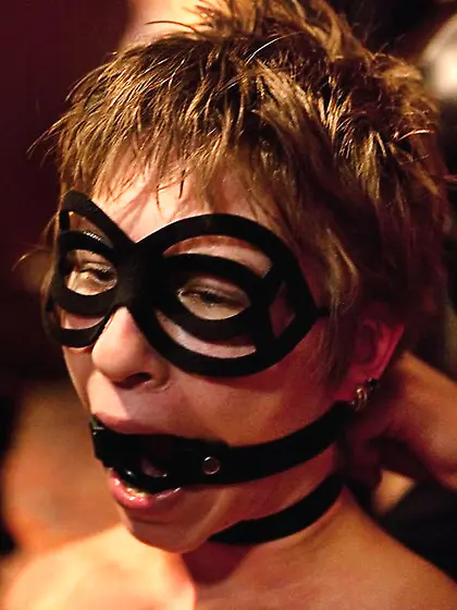 Cum-licking asian slave hogtied