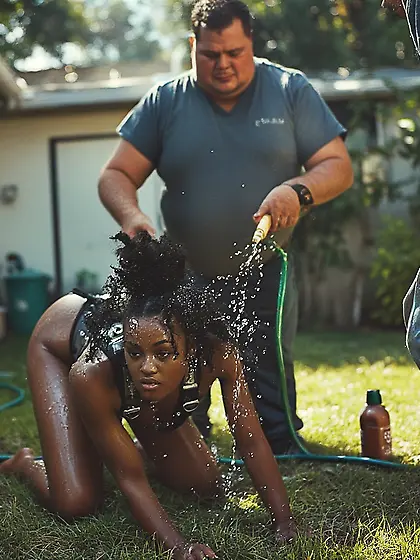 Washing a Stinky Nigger outside