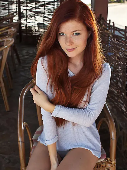 Sexy ginger chick Mia Sollis is taking off the clothes and excit