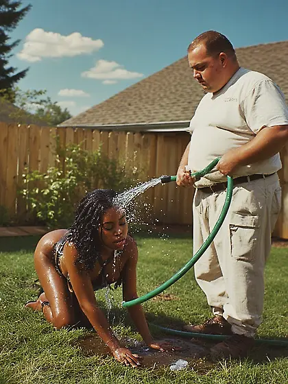 Washing a Stinky Nigger outside