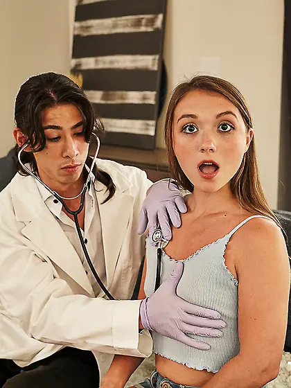 Young babe Mira Monroe gets anally fucked by cocky doctor