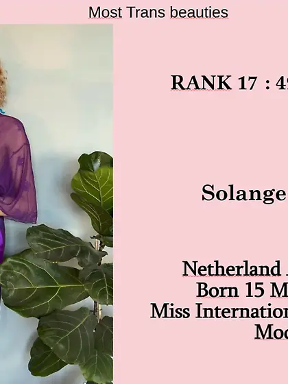 17th Miss T World Category : Solange DEKKER
