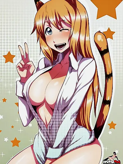 Slutty cat-girl enjoys riding teen's cock