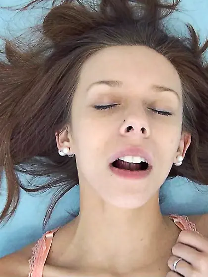 Slim brunette peach top